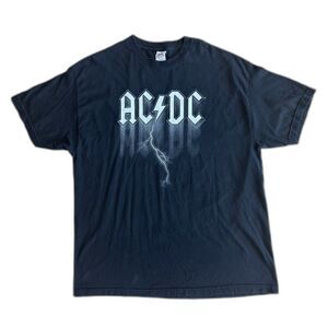 Vintage AC/DC Lightning Logo Band T Shirt Black Graphic Rock Tee Men's size 2XL